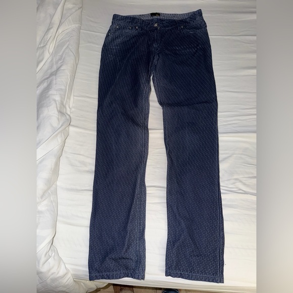Fendi Denim - FENDI Long Jeans Blue jeans with topstitching logo print